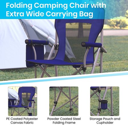 Flash Furniture Blue Folding Camping Chair-Storage & Cupholder JJ-CC302-BL-GG